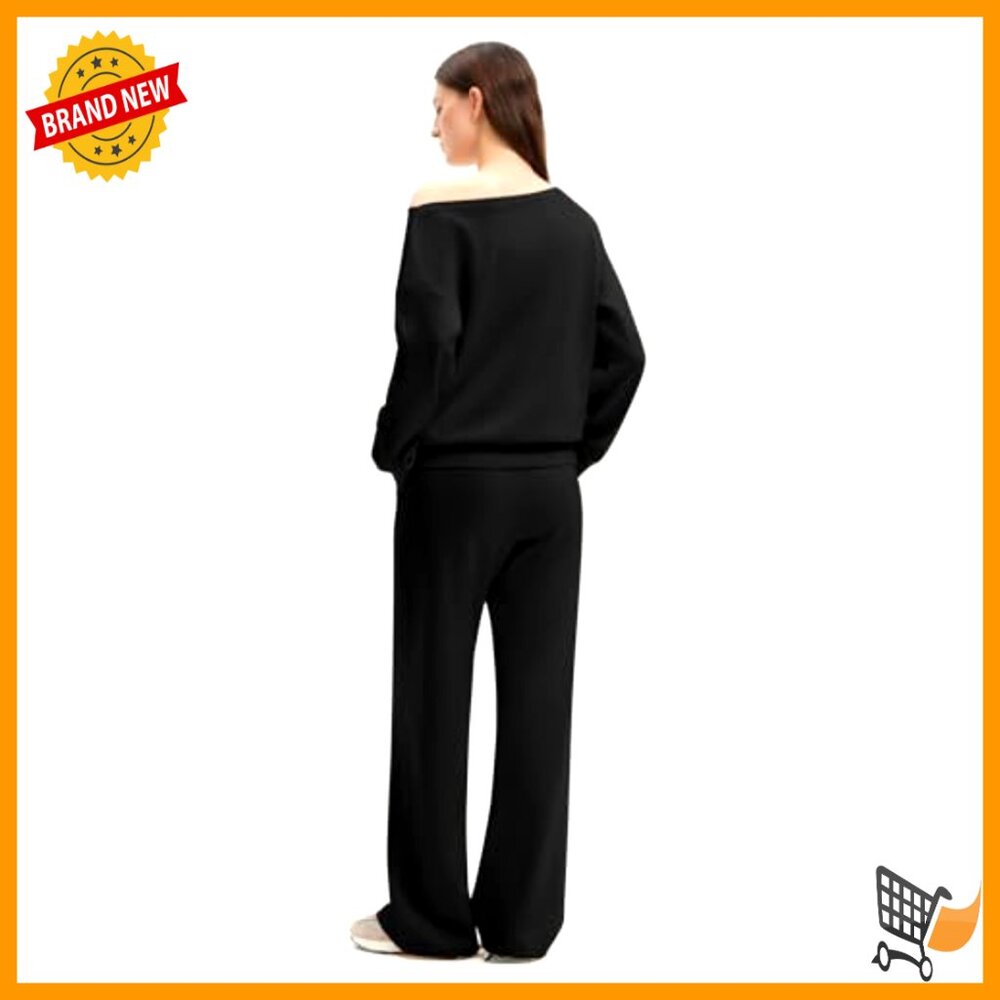 Off Shoulder Lounge Set Oversized Sweatshirt Wide… - image 3
